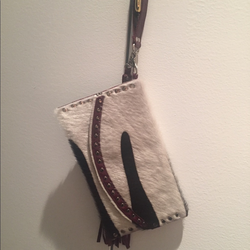 Zebra Calf-hair Wristlet with Tassel